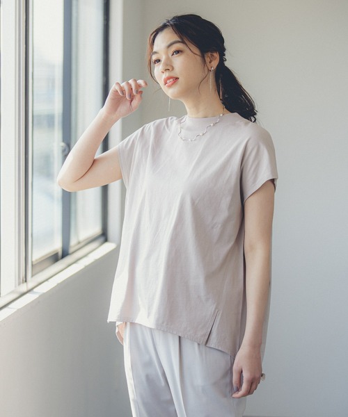 GLOBAL WORK（グローバルワーク）の「リラックス美人ハイネックフレンチ/941553（Tシャツ/カットソー・レディース・ブラック/ホワイト/ベージュ/サックスブルー/カーキ・MEDIUM/LARGE）」の9枚目の写真