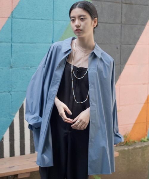 WHIMSIC（ウィムジック）の「【WHIMSIC】ビーズネックレスセットBIGシャツ（シャツ/ブラウス・メンズ・ブルー/ホワイト/ミント・FREE）」の3枚目の写真