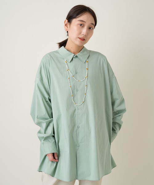 WHIMSIC（ウィムジック）の「【WHIMSIC】ビーズネックレスセットBIGシャツ（シャツ/ブラウス・メンズ・ブルー/ホワイト/ミント・FREE）」の4枚目の写真