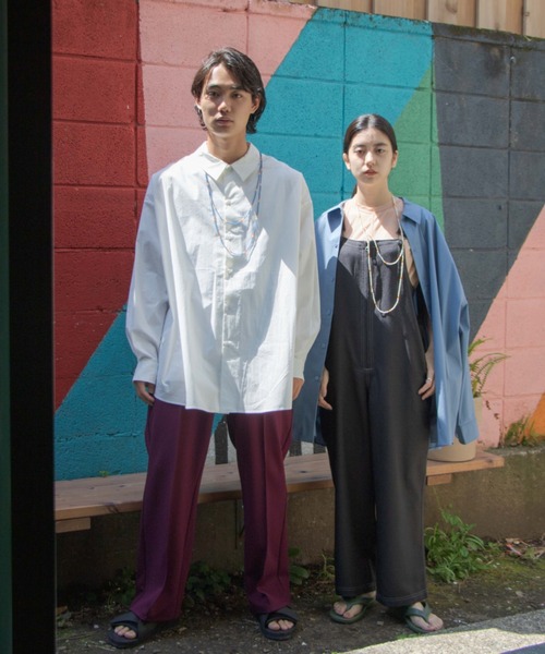 WHIMSIC（ウィムジック）の「【WHIMSIC】ビーズネックレスセットBIGシャツ（シャツ/ブラウス・メンズ・ブルー/ホワイト/ミント・FREE）」の5枚目の写真