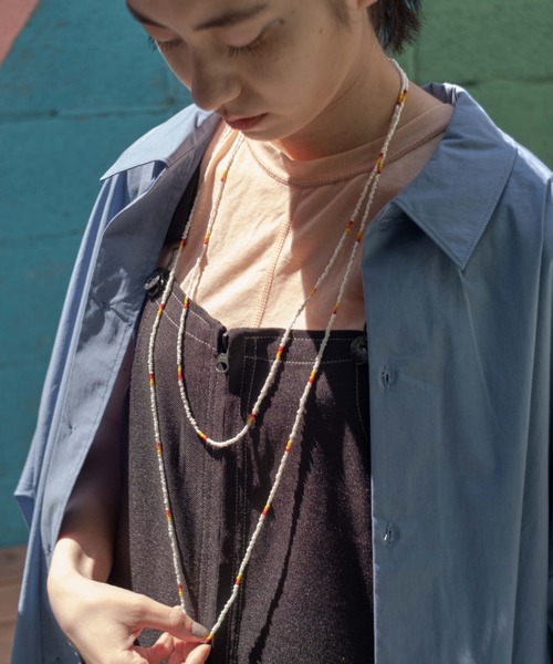 WHIMSIC（ウィムジック）の「【WHIMSIC】ビーズネックレスセットBIGシャツ（シャツ/ブラウス・メンズ・ブルー/ホワイト/ミント・FREE）」の13枚目の写真