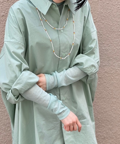 WHIMSIC（ウィムジック）の「【WHIMSIC】ビーズネックレスセットBIGシャツ（シャツ/ブラウス・メンズ・ブルー/ホワイト/ミント・FREE）」の10枚目の写真