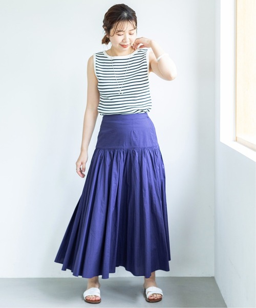 IENA（イエナ）の「スーピマ針抜きリブノースリーブ◆（Tシャツ/カットソー・レディース・ホワイト/チャコールグレー/ネイビー/ダークブルー・FREE）」の9枚目の写真