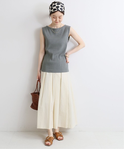 IENA（イエナ）の「スーピマ針抜きリブノースリーブ◆（Tシャツ/カットソー・レディース・ホワイト/チャコールグレー/ネイビー/ダークブルー・FREE）」の16枚目の写真