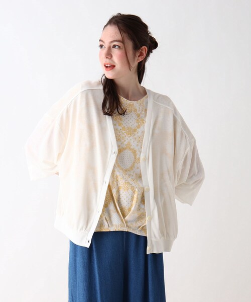 Cutie Blonde（キューティーブロンド）の「◆【S-L】ひんやりカーディガン（カーディガン/ボレロ・レディース・オフホワイト/ブラック/ベージュ/ダークオレンジ・01/02/03）」の2枚目の写真