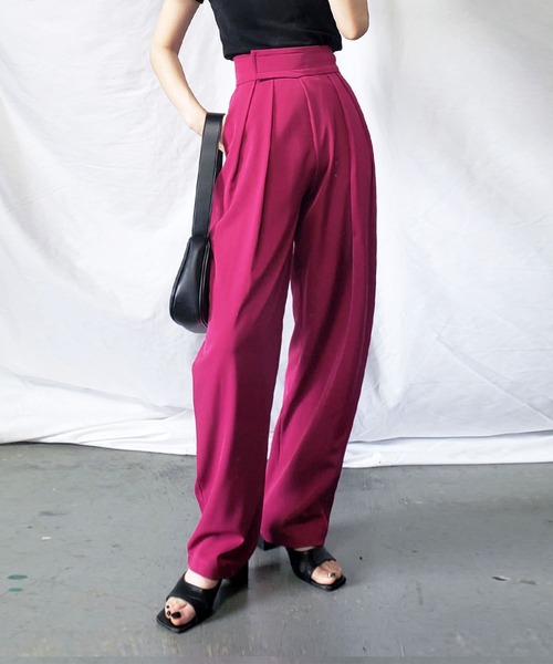 me+em select（ミームセレクト）の「テープベルトカラータックスラックス（スラックス・レディース・グレー/グリーン/ブラック/ブルー/ホワイト/ピンク/キャメル/コバルトブルー/ダークブラック/ダークベージュ/チャコール/アイボリー/チェリーピンク・MEDIUM/LARGE/SMALL/X-LARGE）」の13枚目の写真