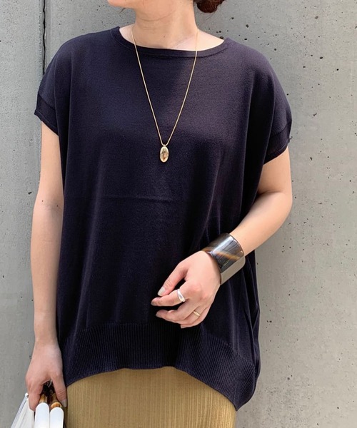 RIVE DROITE（リヴドロワ）の「何度でも選びたくなる　コットンアセテートワイドニット（ニット/セーター・レディース・ベージュ/ネイビー/ブルー/ベージュ系その他・FREE）」の3枚目の写真