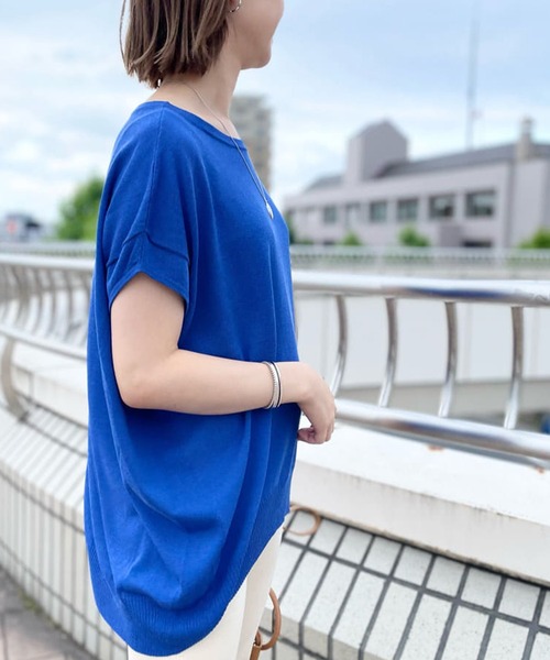 RIVE DROITE（リヴドロワ）の「何度でも選びたくなる　コットンアセテートワイドニット（ニット/セーター・レディース・ベージュ/ネイビー/ブルー/ベージュ系その他・FREE）」の4枚目の写真