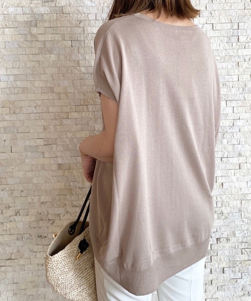 RIVE DROITE（リヴドロワ）の「何度でも選びたくなる　コットンアセテートワイドニット（ニット/セーター・レディース・ベージュ/ネイビー/ブルー/ベージュ系その他・FREE）」の7枚目の写真