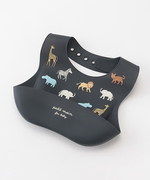 petit main(プティマイン)の「お食事シリコンビブ(スタイ/よだれかけ・キッズ・ライトピンク/ネイビー/ラベンダー/カーキ・FREE)」の3枚目の写真