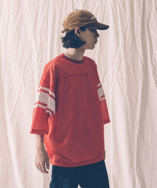 VOTE MAKE NEW CLOTHES（ボートメイクニュークローズ）の「『別注』VOTE MAKE NEW CLOTHES×URiD　BIG MESH TEE（Tシャツ/カットソー・メンズ・ブラック/ネイビー/レッド・FREE）」の4枚目の写真