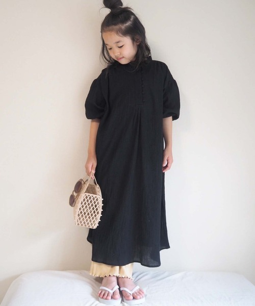 CIAOPANIC TYPY（チャオパニックティピー）の「【ZOZOTOWN限定】【KIDS】バンドカラーギャザーボイルロングワンピース（ワンピース・キッズ・ブラック/イエロー/グリーン・SMALL/MEDIUM/LARGE/X-LARGE/XX-LARGE）」の2枚目の写真