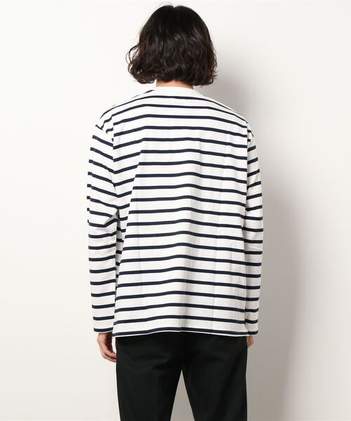 coca(coca)(コカ)の「メンズ ハリ感ボーダークルーネックTシャツ(Tシャツ/カットソー・メンズ・ホワイト/ブラック/ブラウン・S/M/L/XL)」の20枚目の写真