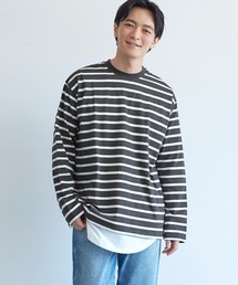 メンズ ハリ感ボーダークルーネックTシャツ