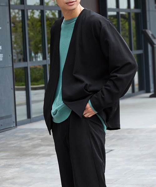 Loungewear tokyo(ラウンジウェアトウキョウ)の「【セットアップ】 カットジョーゼット ノーカラージャケット × ワンタックトラウザース(セットアップ・メンズ・ブラック/ライトブラウン/ネイビー/ブラウン/グレイッシュベージュ/ベージュ/グレー/チャコールグレー/オリーブ・L/M/S/XL/XXL)」の11枚目の写真