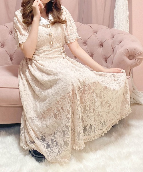 ROJITA（ロジータ）の「テーラードレースロングワンピース（ワンピース・レディース・ブラック/ピンクベージュ/ベージュ・FREE）」の3枚目の写真