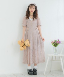 テーラードレースロングワンピース