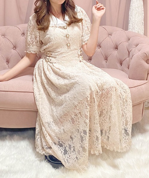 ROJITA（ロジータ）の「テーラードレースロングワンピース（ワンピース・レディース・ブラック/ピンクベージュ/ベージュ・FREE）」の7枚目の写真