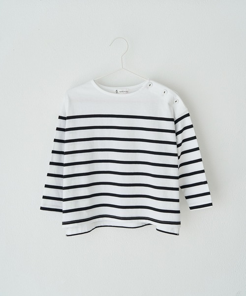 ROPE' PICNIC（ロペピクニック）の「【KIDS】【TRUE COTTON】肩釦ボーダープルオーバー（Tシャツ/カットソー・キッズ・ブラック/ベージュ/パープル・110/120/130/140）」の9枚目の写真