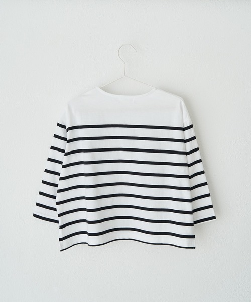 ROPE' PICNIC（ロペピクニック）の「【KIDS】【TRUE COTTON】肩釦ボーダープルオーバー（Tシャツ/カットソー・キッズ・ブラック/ベージュ/パープル・110/120/130/140）」の4枚目の写真