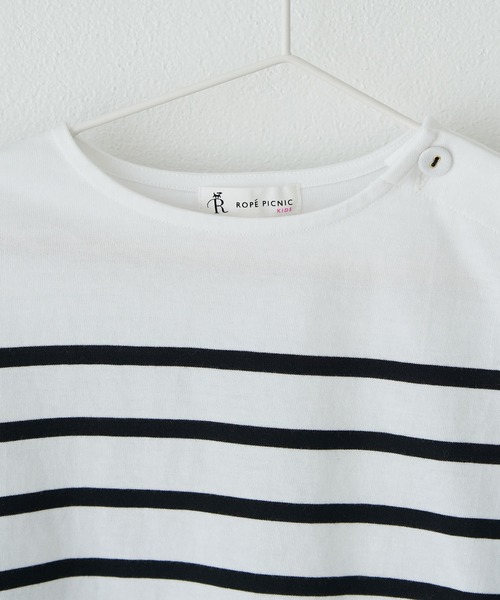 ROPE' PICNIC（ロペピクニック）の「【KIDS】【TRUE COTTON】肩釦ボーダープルオーバー（Tシャツ/カットソー・キッズ・ブラック/ベージュ/パープル・110/120/130/140）」の5枚目の写真