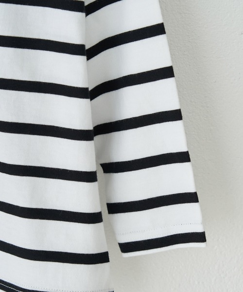 ROPE' PICNIC（ロペピクニック）の「【KIDS】【TRUE COTTON】肩釦ボーダープルオーバー（Tシャツ/カットソー・キッズ・ブラック/ベージュ/パープル・110/120/130/140）」の7枚目の写真