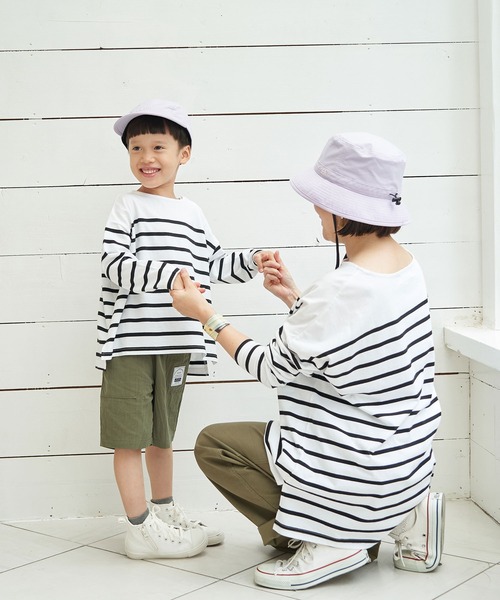 ROPE' PICNIC（ロペピクニック）の「【KIDS】【TRUE COTTON】肩釦ボーダープルオーバー（Tシャツ/カットソー・キッズ・ブラック/ベージュ/パープル・110/120/130/140）」の11枚目の写真