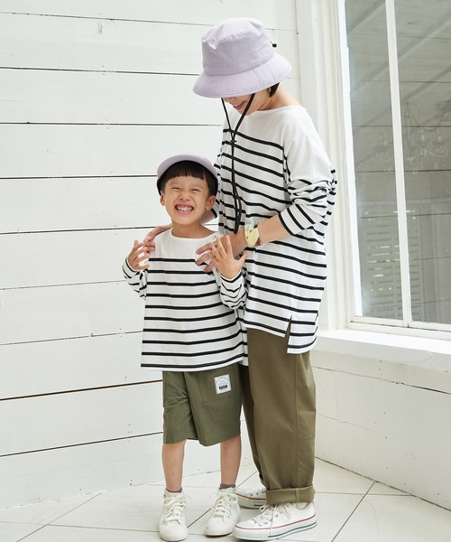 ROPE' PICNIC（ロペピクニック）の「【KIDS】【TRUE COTTON】肩釦ボーダープルオーバー（Tシャツ/カットソー・キッズ・ブラック/ベージュ/パープル・110/120/130/140）」の12枚目の写真