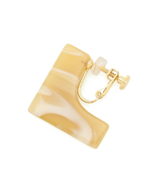 SALON adam et rope'（サロン アダム エ ロペ）の「アセチスクエアイヤリング（イヤリング・レディース・ベージュ/パープル・FREE）」の4枚目の写真