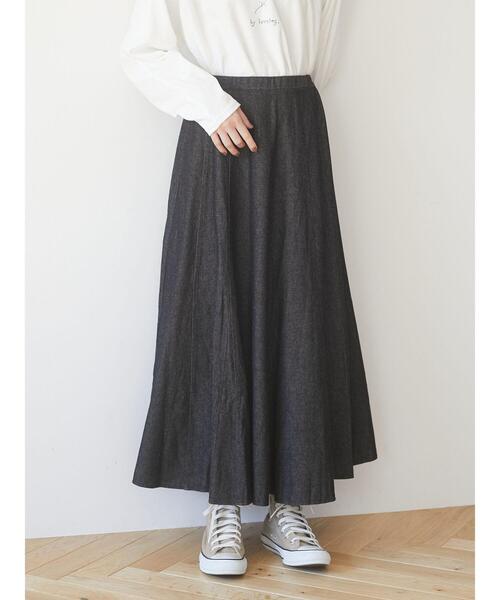 Green　Parks（グリーンパークス）の「・novem 9 デニムハギフレアスカート＊（スカート・レディース・ブラック/インディゴブルー・FREE）」の13枚目の写真