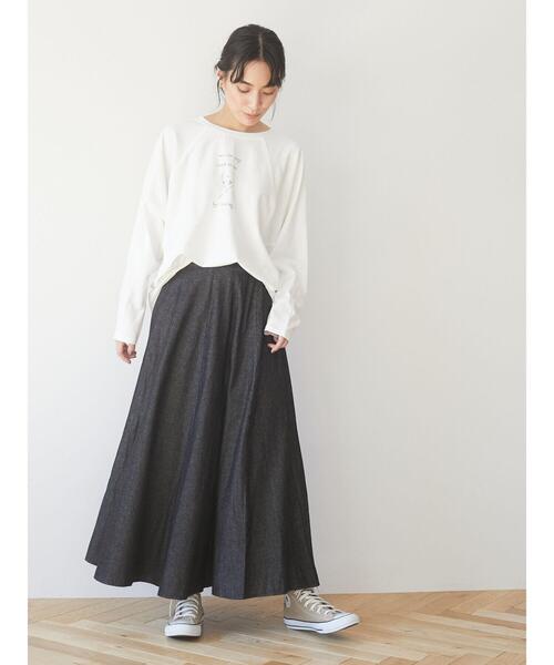 Green　Parks（グリーンパークス）の「・novem 9 デニムハギフレアスカート＊（スカート・レディース・ブラック/インディゴブルー・FREE）」の11枚目の写真