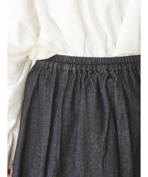 Green　Parks（グリーンパークス）の「・novem 9 デニムハギフレアスカート＊（スカート・レディース・ブラック/インディゴブルー・FREE）」の5枚目の写真