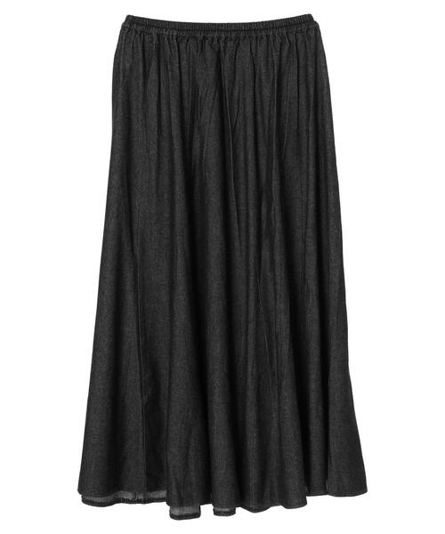 Green　Parks（グリーンパークス）の「・novem 9 デニムハギフレアスカート＊（スカート・レディース・ブラック/インディゴブルー・FREE）」の12枚目の写真