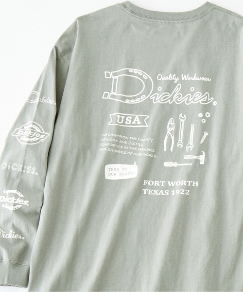 Dickies（ディッキーズ）の「Dickies/ディッキーズ ロゴプリント長袖カットソー（Tシャツ/カットソー・レディース・グレー/ブラック/ホワイト/グリーン・L/M）」の4枚目の写真