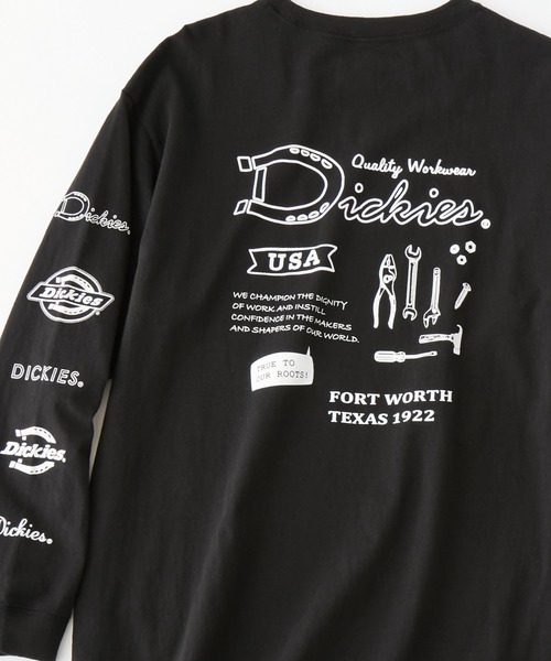 Dickies（ディッキーズ）の「Dickies/ディッキーズ ロゴプリント長袖カットソー（Tシャツ/カットソー・レディース・グレー/ブラック/ホワイト/グリーン・L/M）」の2枚目の写真
