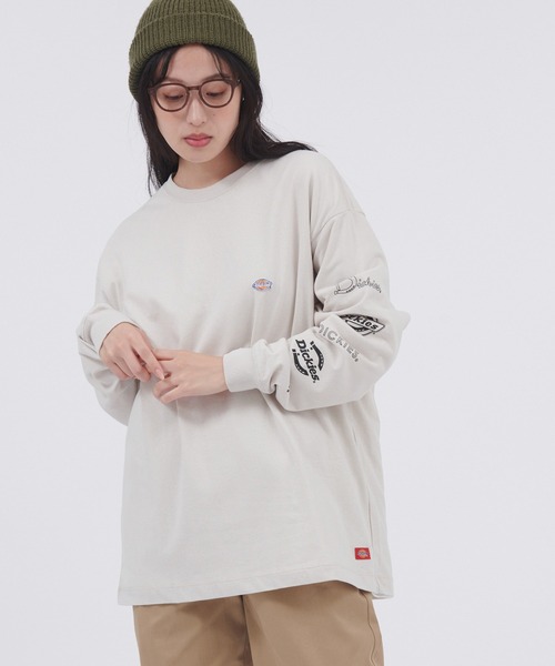 Dickies（ディッキーズ）の「Dickies/ディッキーズ ロゴプリント長袖カットソー（Tシャツ/カットソー・レディース・グレー/ブラック/ホワイト/グリーン・L/M）」の18枚目の写真