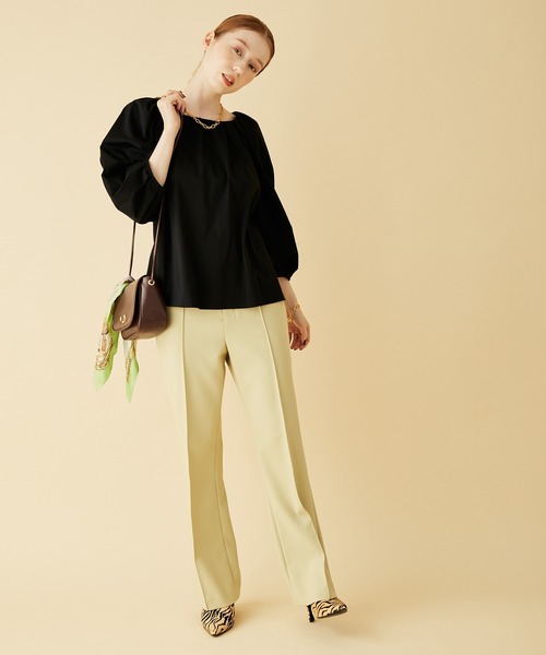 MADEMOISELLE ROPE'（マドモアゼル ロペ）の「<春まで使える>ボリュームスリーブプルオーバー（Tシャツ/カットソー・レディース・ブラック/ホワイト/ダークブラウン・38）」の4枚目の写真