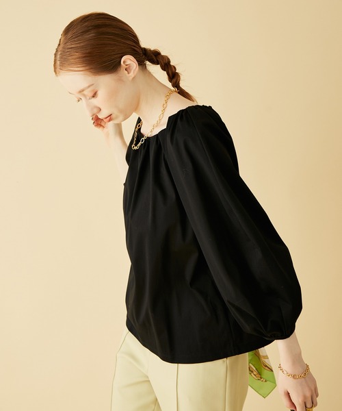 MADEMOISELLE ROPE'（マドモアゼル ロペ）の「<春まで使える>ボリュームスリーブプルオーバー（Tシャツ/カットソー・レディース・ブラック/ホワイト/ダークブラウン・38）」の7枚目の写真