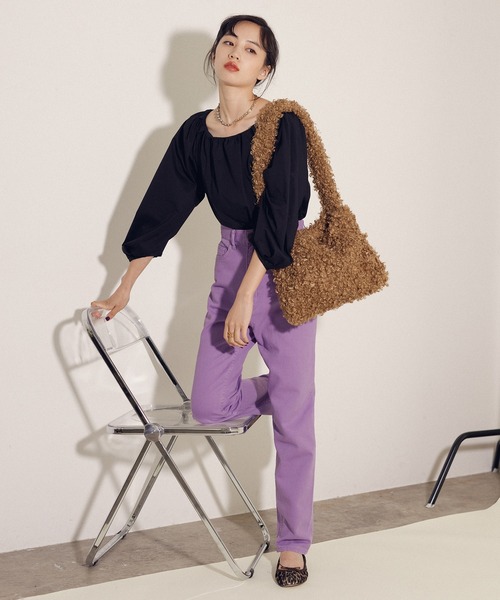 MADEMOISELLE ROPE'（マドモアゼル ロペ）の「<春まで使える>ボリュームスリーブプルオーバー（Tシャツ/カットソー・レディース・ブラック/ホワイト/ダークブラウン・38）」の21枚目の写真