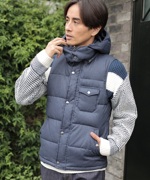 UNION STATION（ユニオンステーション）の「【SORONA/ソロナ】フロッキープリント機能中綿ダウンベスト<フード着脱可能/2WAY仕様>（ダウンベスト・メンズ・ブラック/ネイビー・LL/M/L）」の13枚目の写真