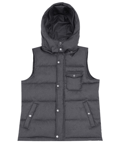 UNION STATION（ユニオンステーション）の「【SORONA/ソロナ】フロッキープリント機能中綿ダウンベスト<フード着脱可能/2WAY仕様>（ダウンベスト・メンズ・ブラック/ネイビー・LL/M/L）」の18枚目の写真