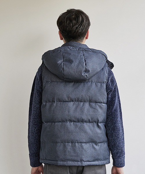 UNION STATION（ユニオンステーション）の「【SORONA/ソロナ】フロッキープリント機能中綿ダウンベスト<フード着脱可能/2WAY仕様>（ダウンベスト・メンズ・ブラック/ネイビー・LL/M/L）」の10枚目の写真