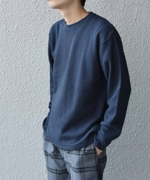 SHIPS any: レギュラーフィット ライスワッフル ロングスリーブ カットソー◇