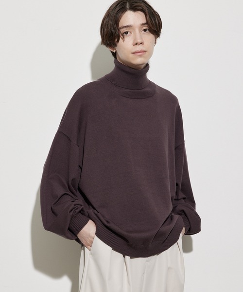 JUNRED（ジュンレッド）の「オーバーサイズタートルニット（ニット/セーター・メンズ・ブラック/ダークブラウン/ライトグレー/チャコールグレー・S/M/L）」の11枚目の写真