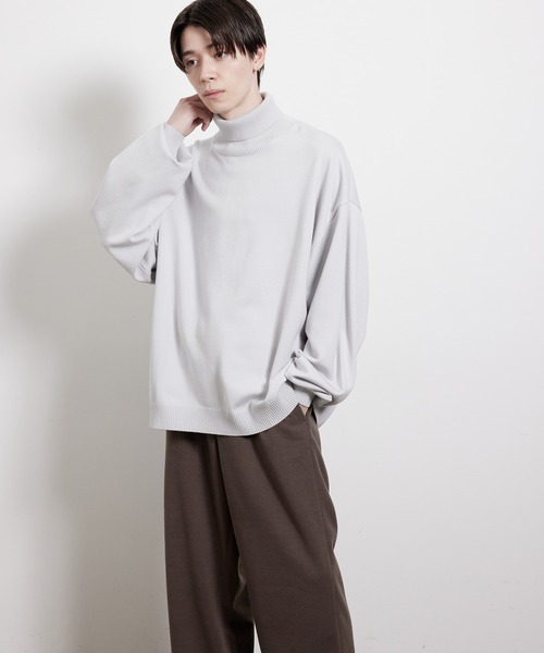 JUNRED（ジュンレッド）の「オーバーサイズタートルニット（ニット/セーター・メンズ・ブラック/ダークブラウン/ライトグレー/チャコールグレー・S/M/L）」の21枚目の写真