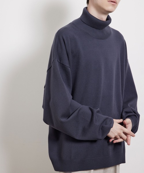 JUNRED（ジュンレッド）の「オーバーサイズタートルニット（ニット/セーター・メンズ・ブラック/ダークブラウン/ライトグレー/チャコールグレー・S/M/L）」の18枚目の写真