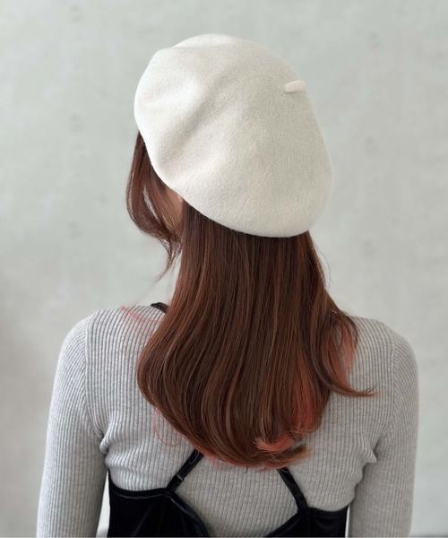 Per sist ence（パーシエンス）の「ウールライクメルトン ベレー帽（ハンチング/ベレー帽・レディース・ブラック/ベージュ/グレー/オレンジ/アイボリー・FREE）」の2枚目の写真