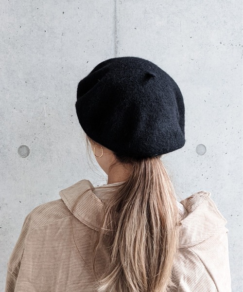 Per sist ence（パーシエンス）の「ウールライクメルトン ベレー帽（ハンチング/ベレー帽・レディース・ブラック/ベージュ/グレー/オレンジ/アイボリー・FREE）」の8枚目の写真