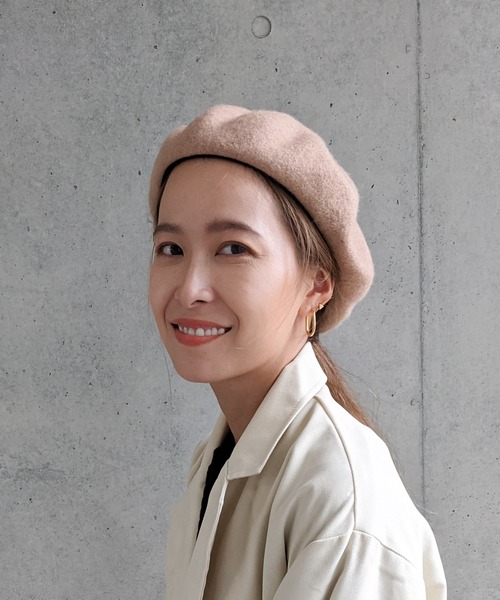 Per sist ence（パーシエンス）の「ウールライクメルトン ベレー帽（ハンチング/ベレー帽・レディース・ブラック/ベージュ/グレー/オレンジ/アイボリー・FREE）」の13枚目の写真