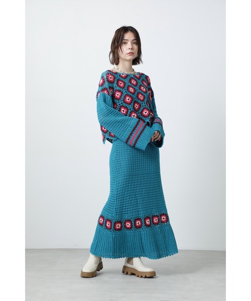 ROSE BUD（ローズバッド）の「クロシェスカート（スカート・レディース・ブラック/ブルー・ONE SIZE）」の10枚目の写真